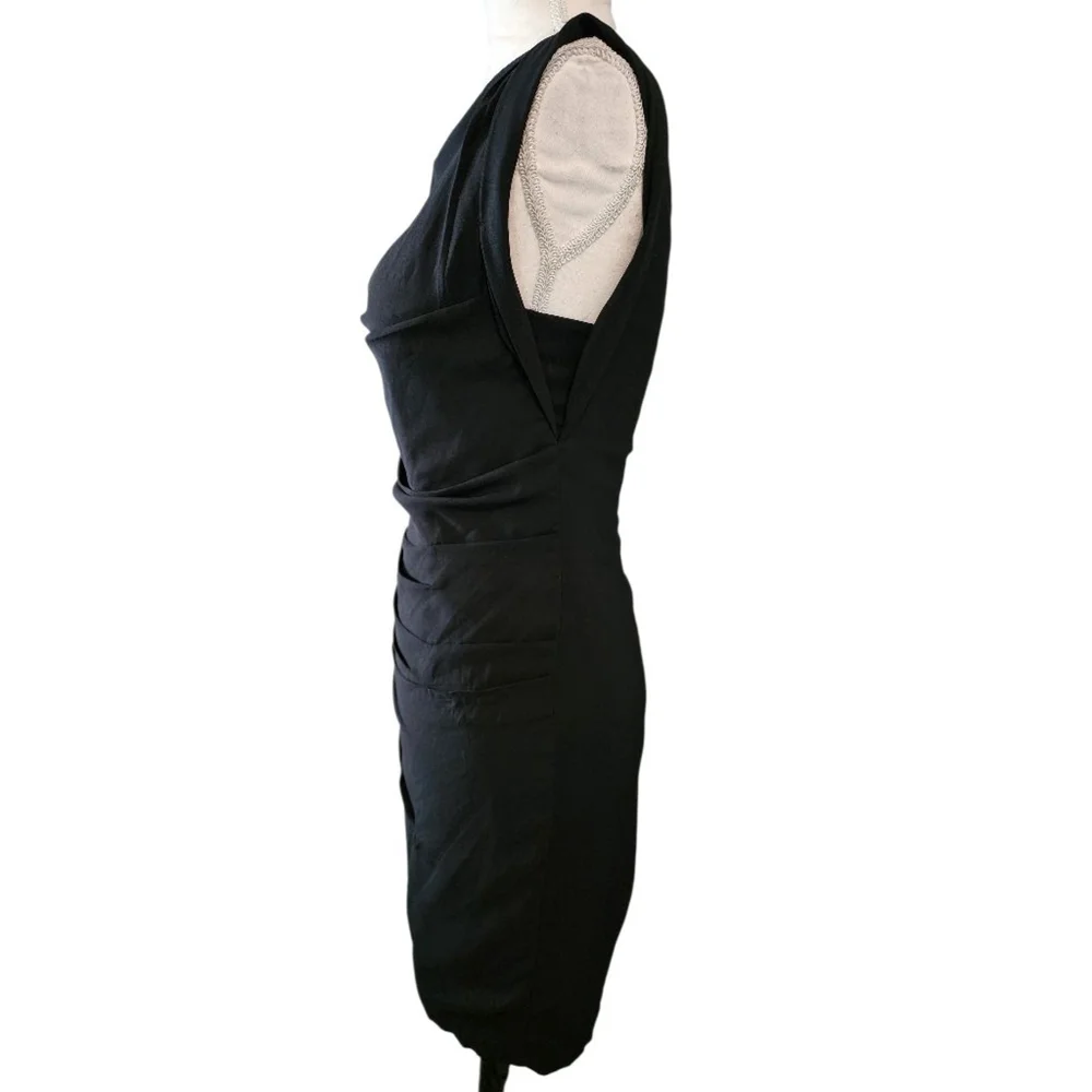 Express Black Sleeveless Ruched Cocktail Dress Size 0 LBD Full Back Zipper